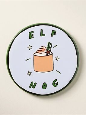 Anthropologie Elf Nog Christmas Coaster NEW Nephthys Holiday Cocktail Ceramic